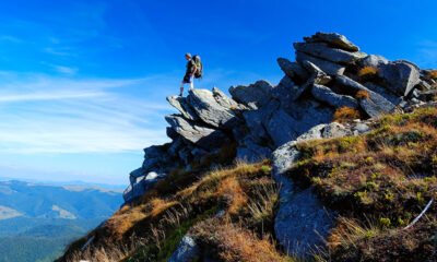 Mountain hiker in Norway on Ascension Day