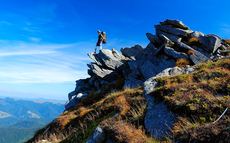 Mountain hiker in Norway on Ascension Day