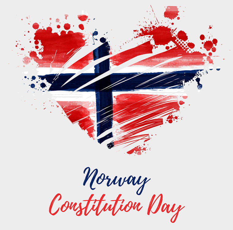 Norway Constitution Day with a heart-shaped Norwegian flag