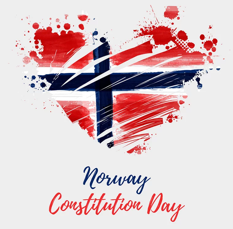 Norway Constitution Day with a heart-shaped Norwegian flag