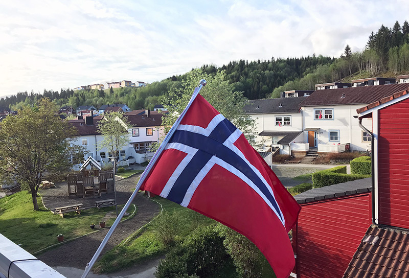 Flag at home on Norway National Day