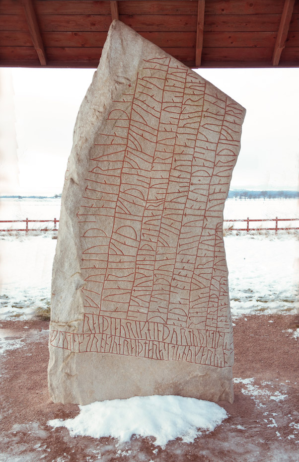 The famous Viking runestone at Rök, Sweden