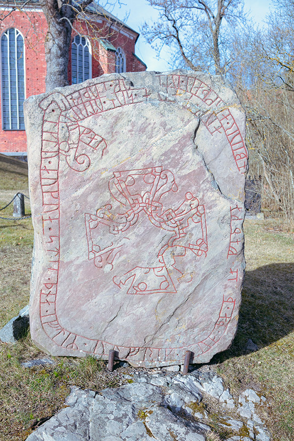 Runestone in the grounds of Strängnäs Cathedral in Strängnäs, Sweden