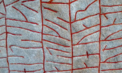 Close-up of a Scandinavian runestone in Sweden