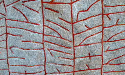 Close-up of a Scandinavian runestone in Sweden