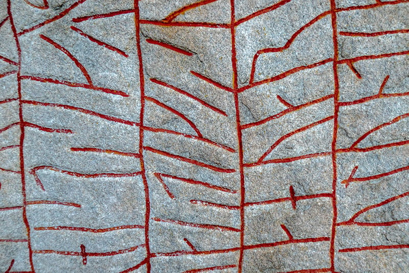 Close-up of a Scandinavian runestone in Sweden
