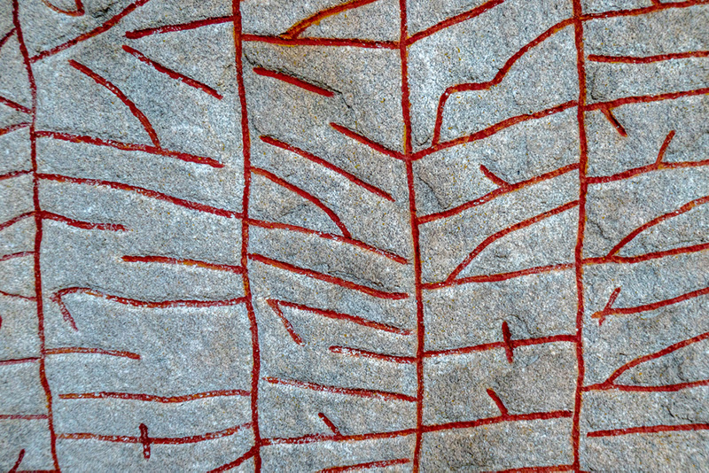 Close-up of a Scandinavian runestone in Sweden