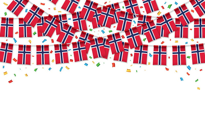 Norwegian flags at a small event in Norway