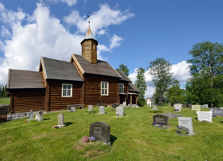 The exterior of Sollia Church in Rondane National Park, Norway