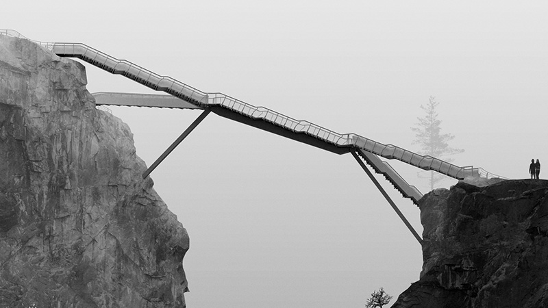 The new staircase at the Vøringsfossen waterfall in Norway