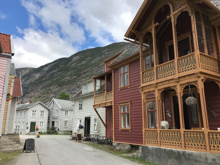 The village centre of Laerdal in west Norway