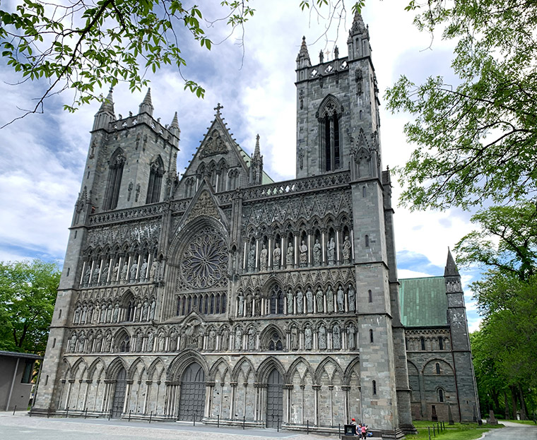 Trondheim's Nidaros Cathedral in the spring sunlight