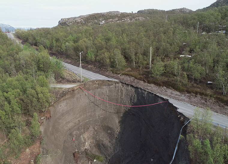 The collapse of the old E6 near Alta, northern Norway