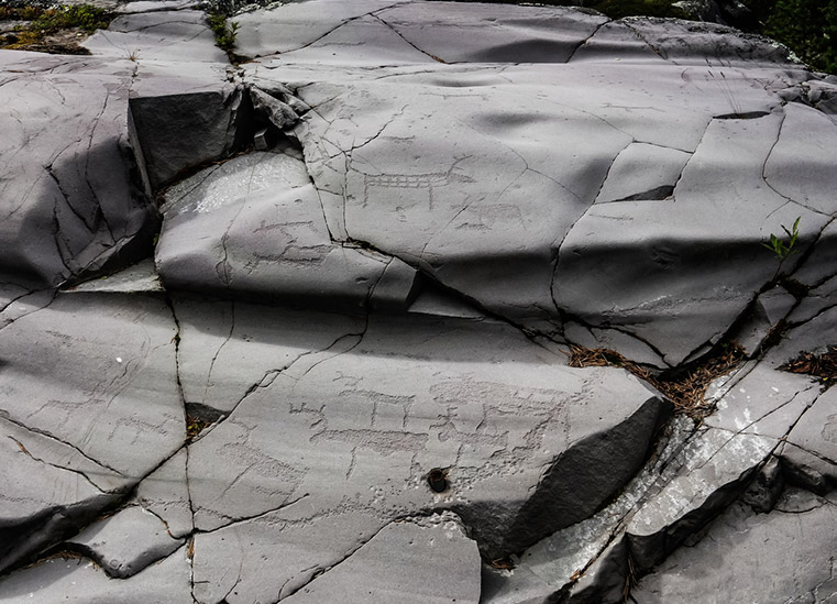 Some of Alta's rock carvings without the red pigment