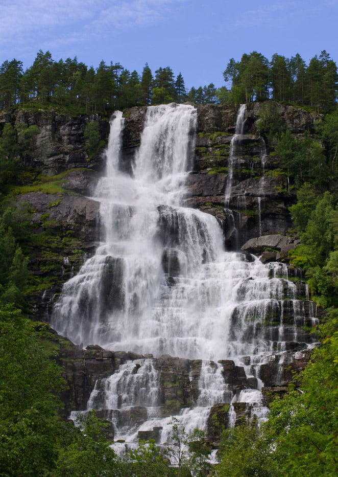 The waterfall Tvindefossen in Voss municipality, Norway