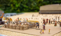 A toy Viking settlement scene in Scandinavia