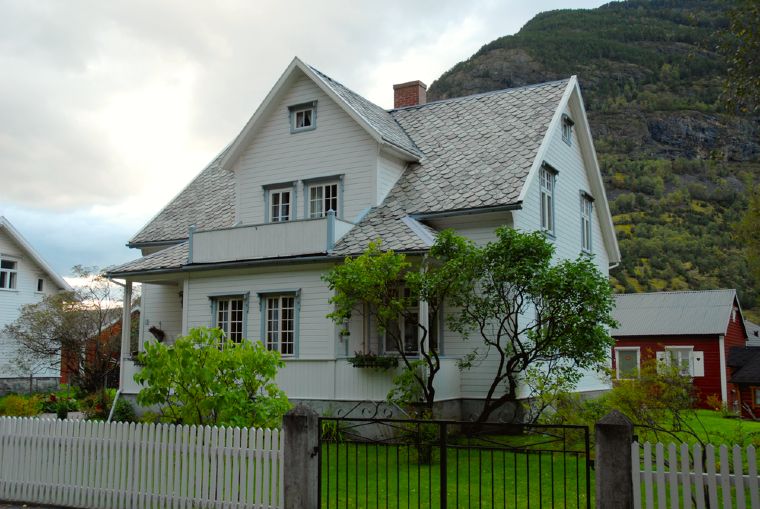 A white house in Lærdal, western Norway