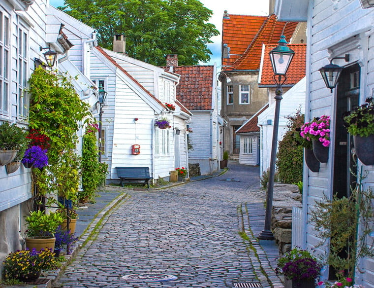 The cobbled streets of old Stavanger, Norway