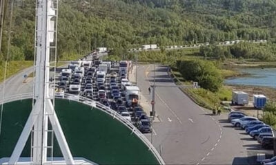 Ferry queue at a terminal in northern Norway