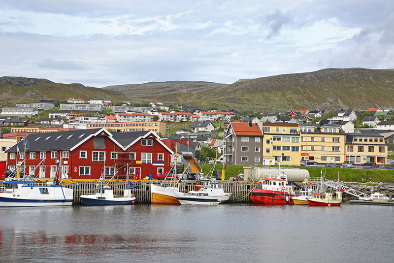 Red houses of the Hammerfest harbour