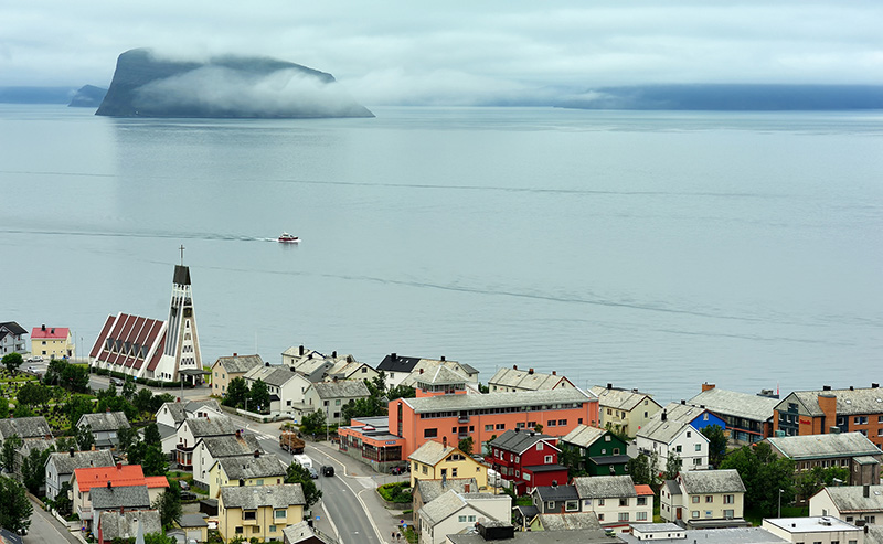 The waterfront of Hammerfest in Finnmark, Norway