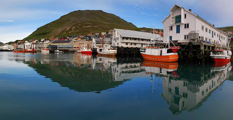 The port of Honningsvåg in Nordkapp municipality, Norway