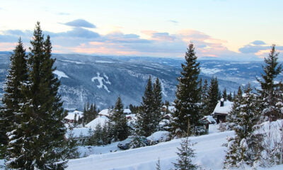 The mountains of Lillehammer in the winter snow