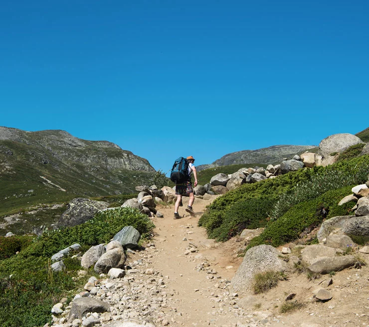 Hiker during good weather in Norway