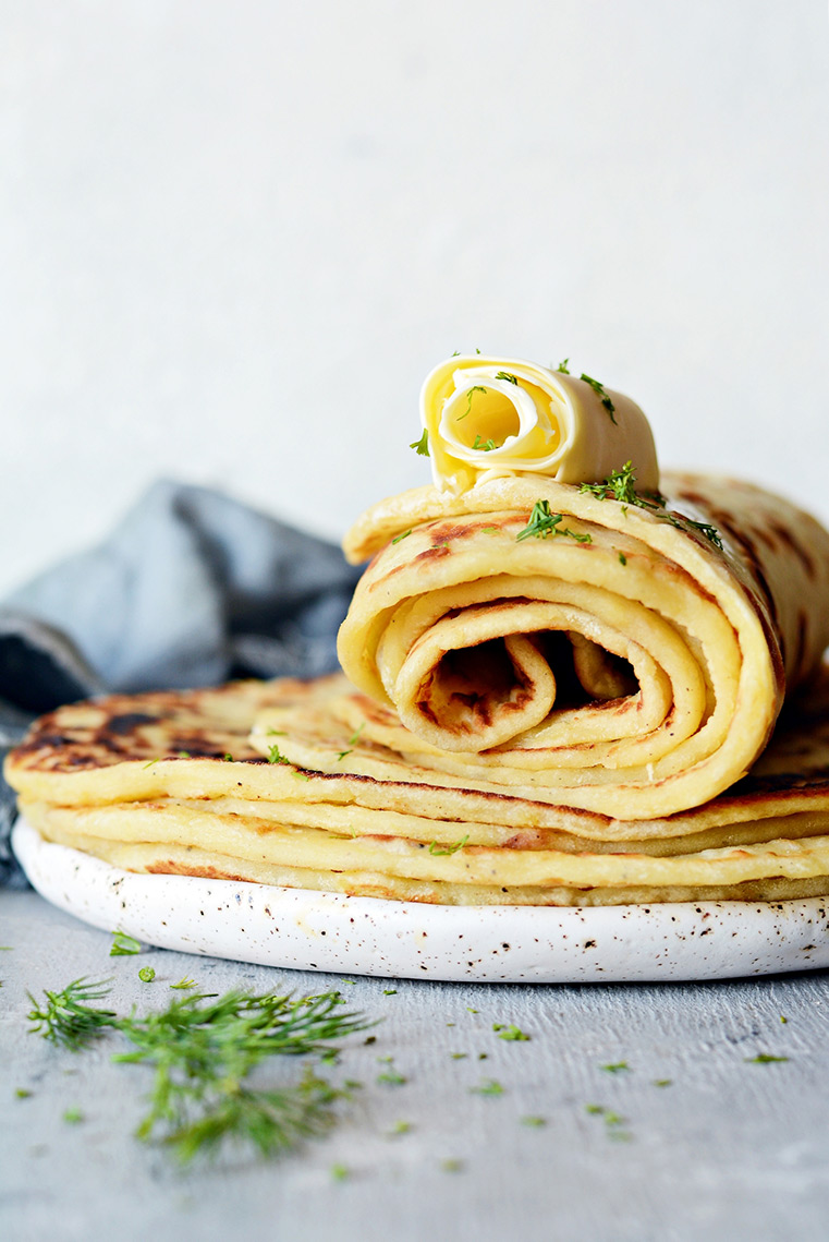 Norwegian lefse with butter