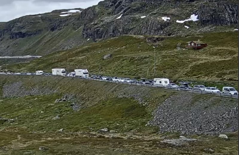 The long traffic queues at Haukli in Norway
