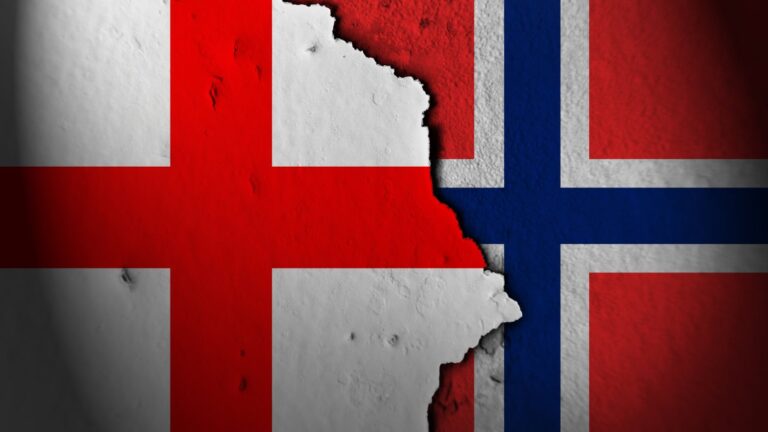The flags of England and Norway.