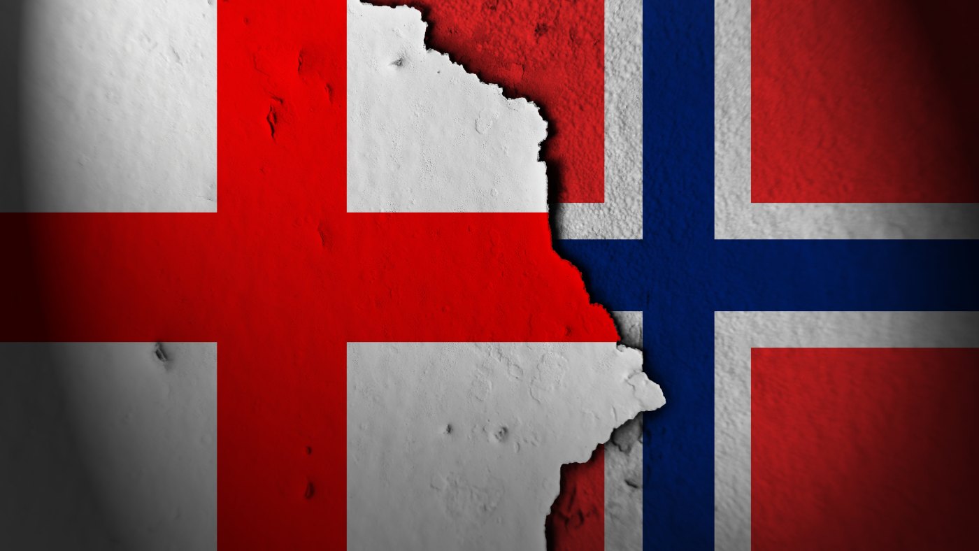 The flags of England and Norway.