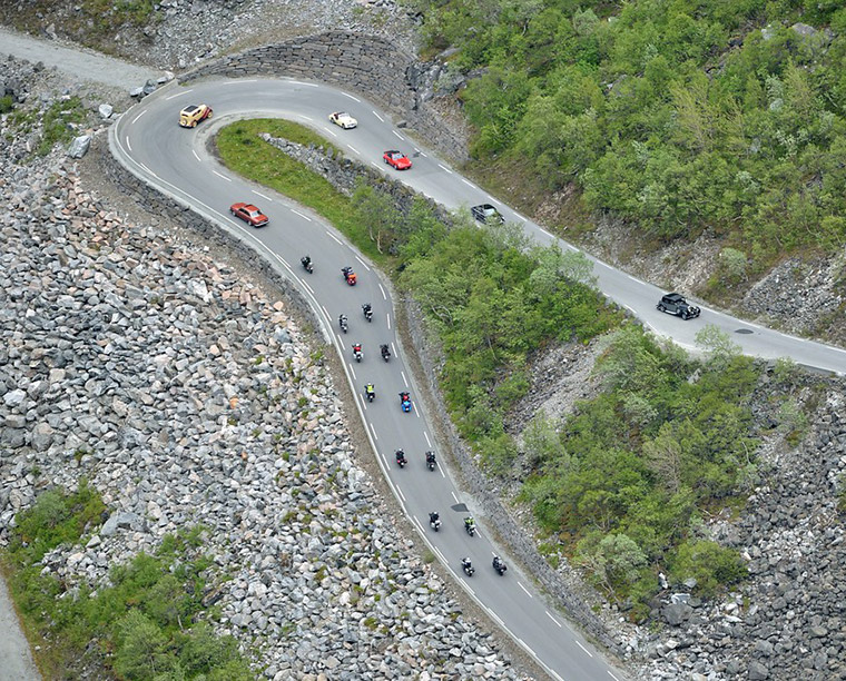 Classic car rally at Trollstigen in Norway