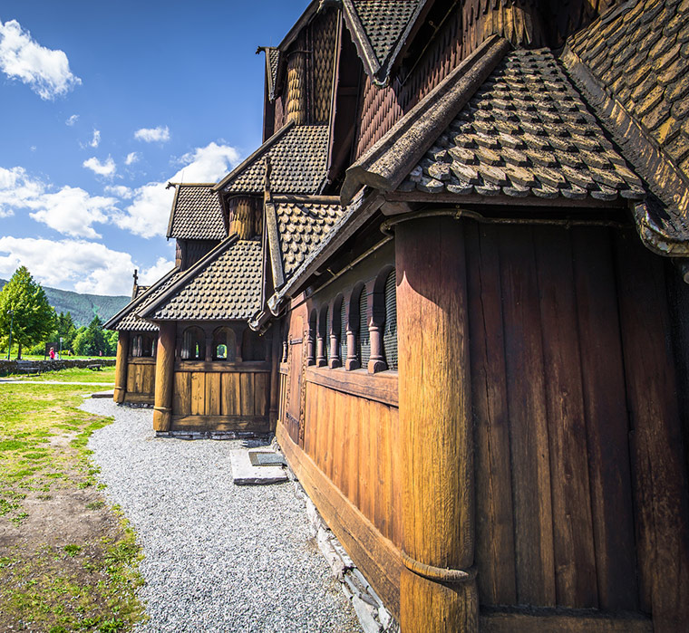 An exterior wall of Norway's Heddal Stave Church