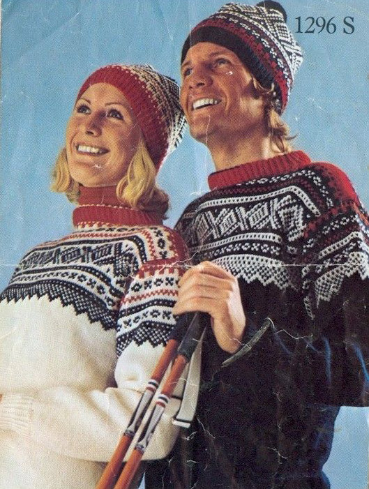 Old knitting pattern artwork for the Norwegian Marius sweater