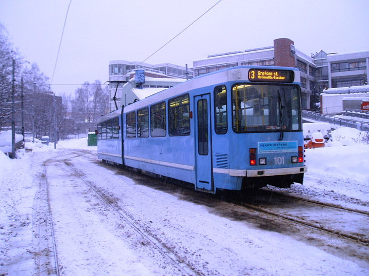 Oslo tram in the winter