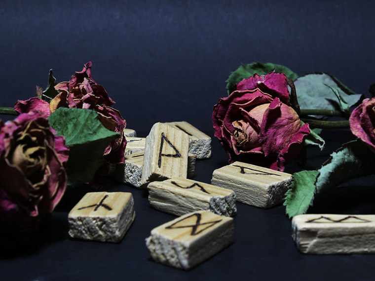 Viking runes on wooden blocks