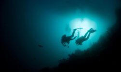 Diving underwater off the Norwegian coast