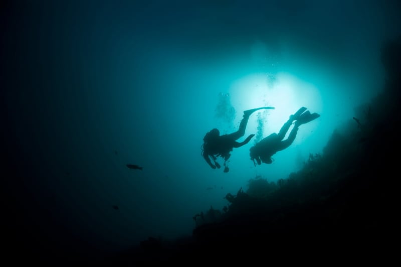 Diving underwater off the Norwegian coast
