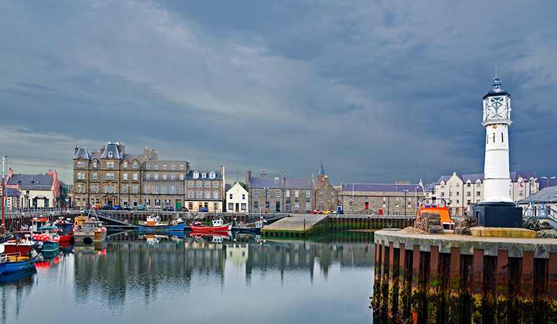 Kirkwall harbour in Orkney, Scotland