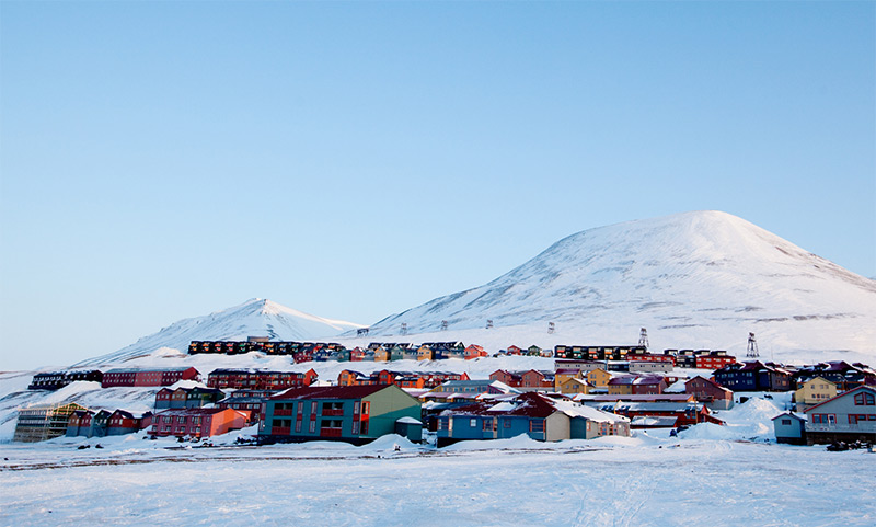 Longyearbyen cityscape in the winter