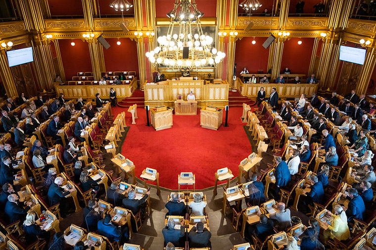 Members inside Stortinget, the Norwegian Parliament