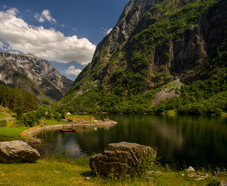 The shoreline of Norway's Nærøyfjord