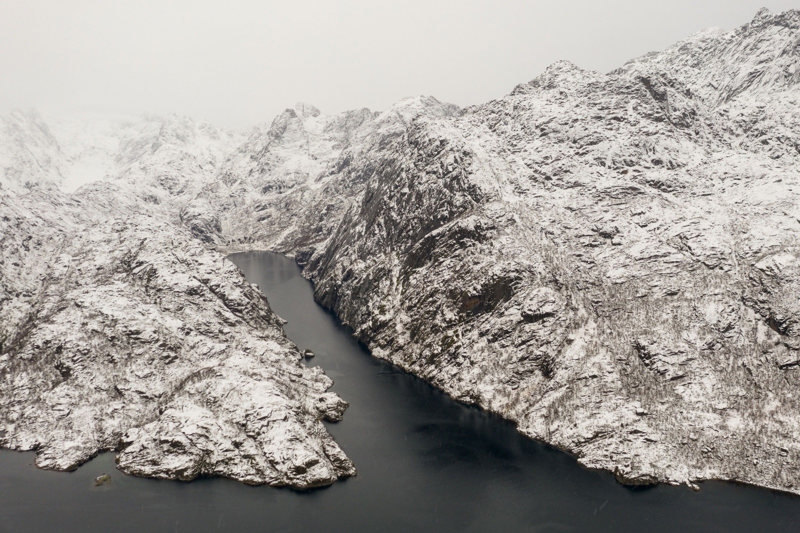 Aerial view of the Trollfjord in Northern Norway.