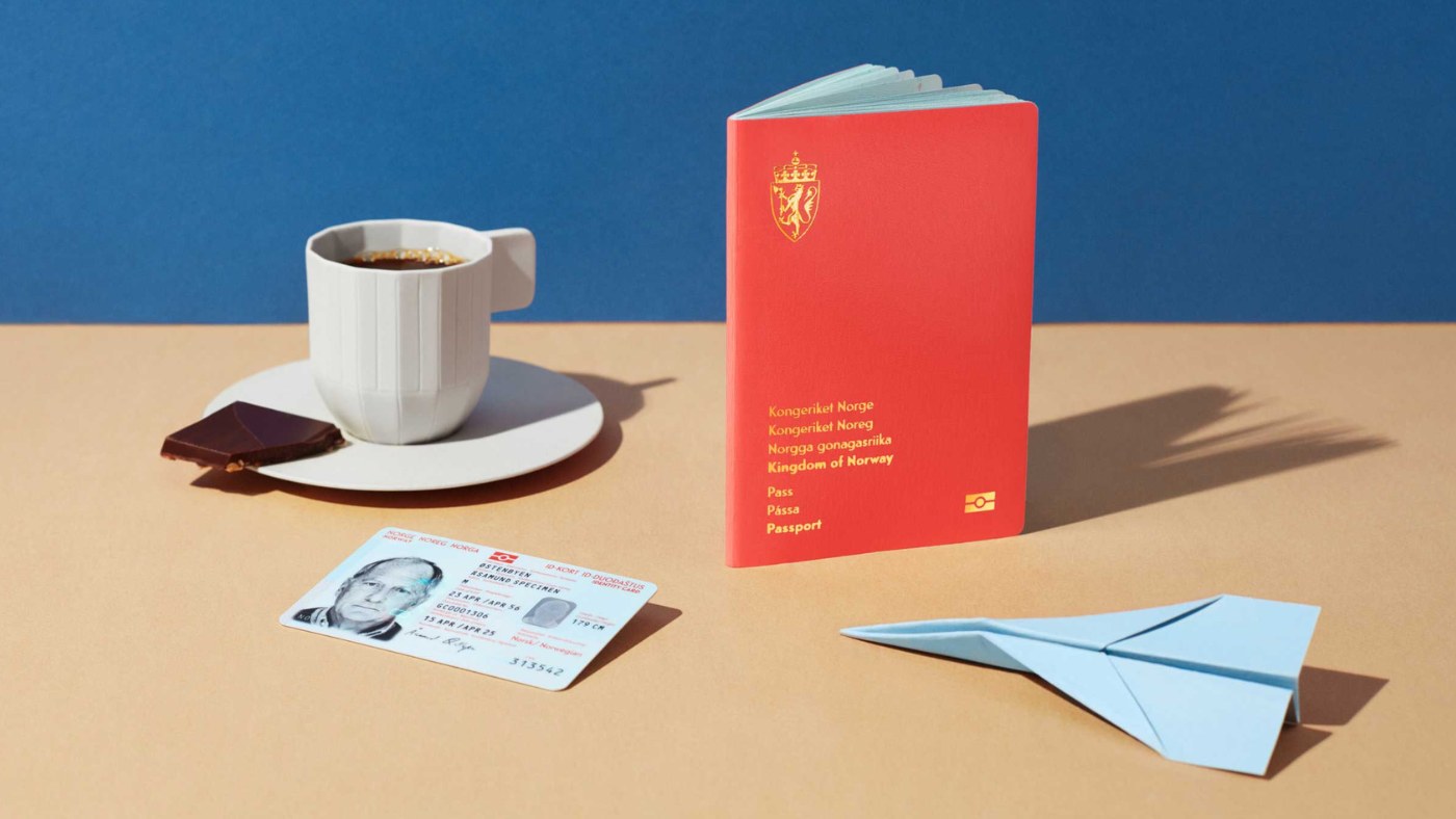 Norway's pink passport design. Illustration: Neue Design Studio.