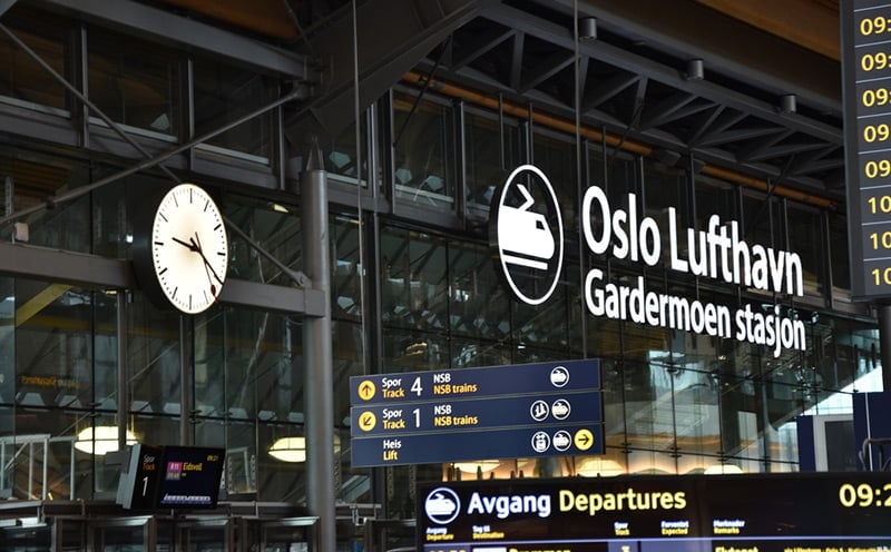 Oslo Airport railway station signage