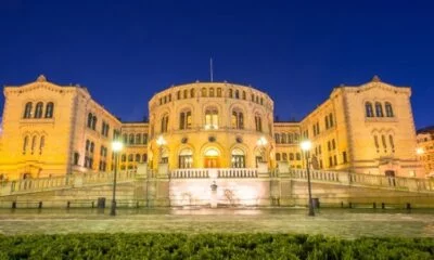 The Norwegian Parliament building in Oslo, Norway