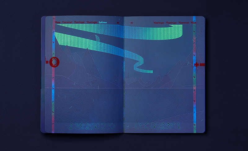 The new Norwegian passport under UV light