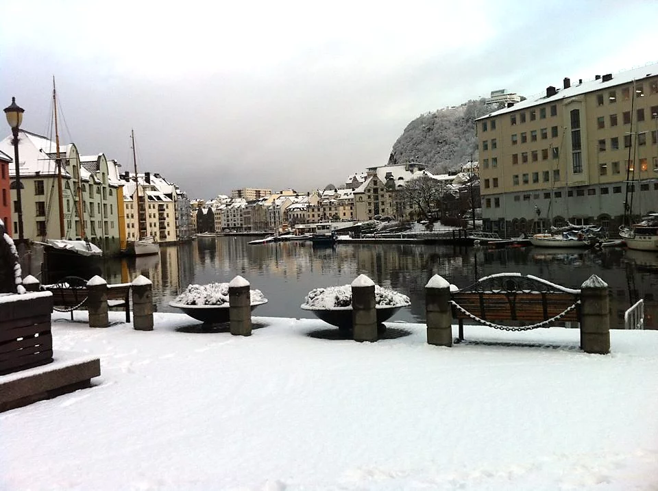 Ålesund, Norway, with a dusting of snow