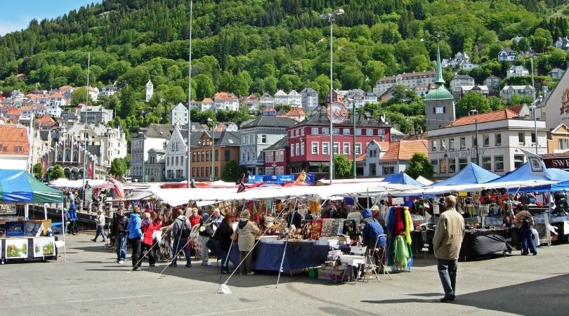 Market stalls in Bergen, Norway